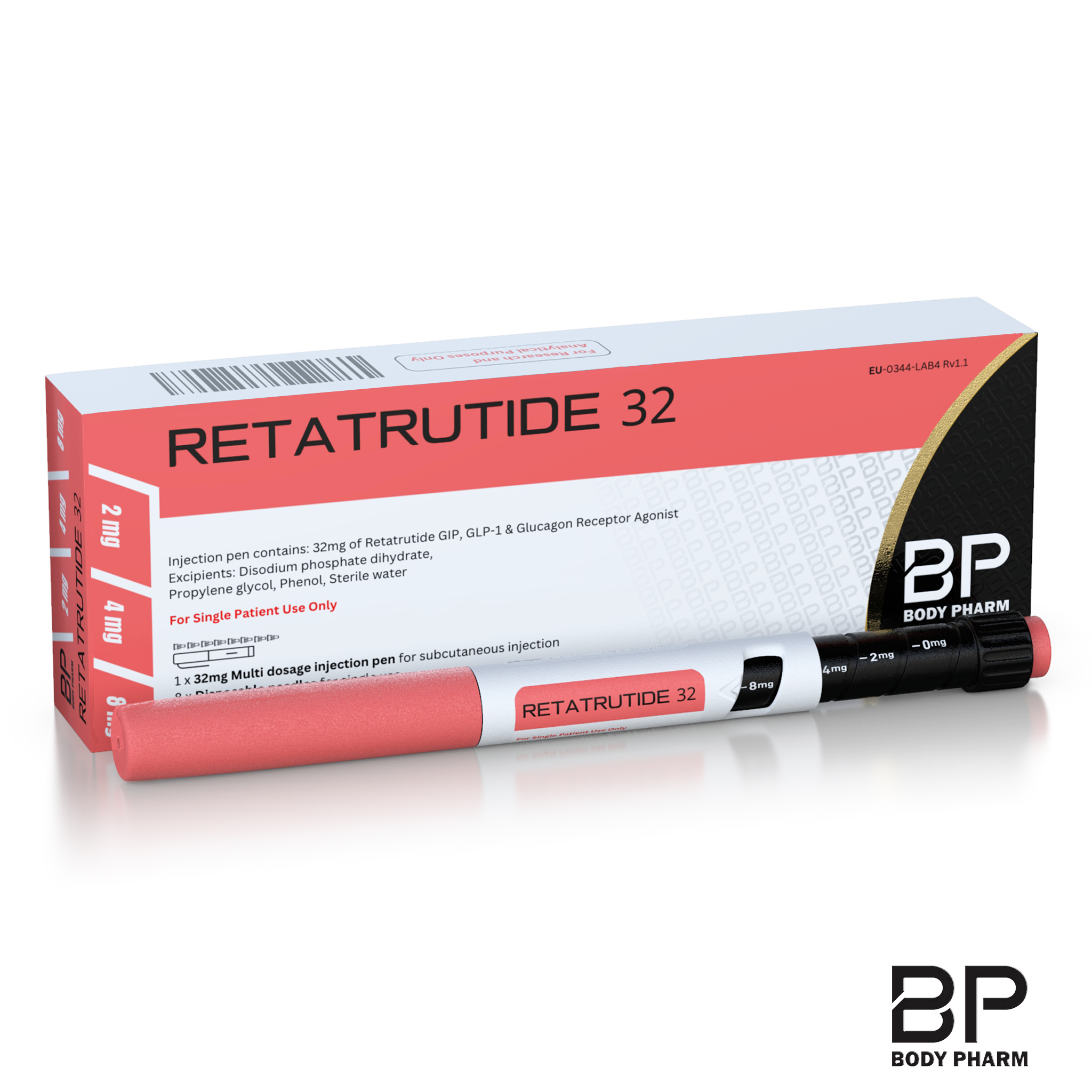 Professional researcher using Retatrutide 32mg research pen in laboratory